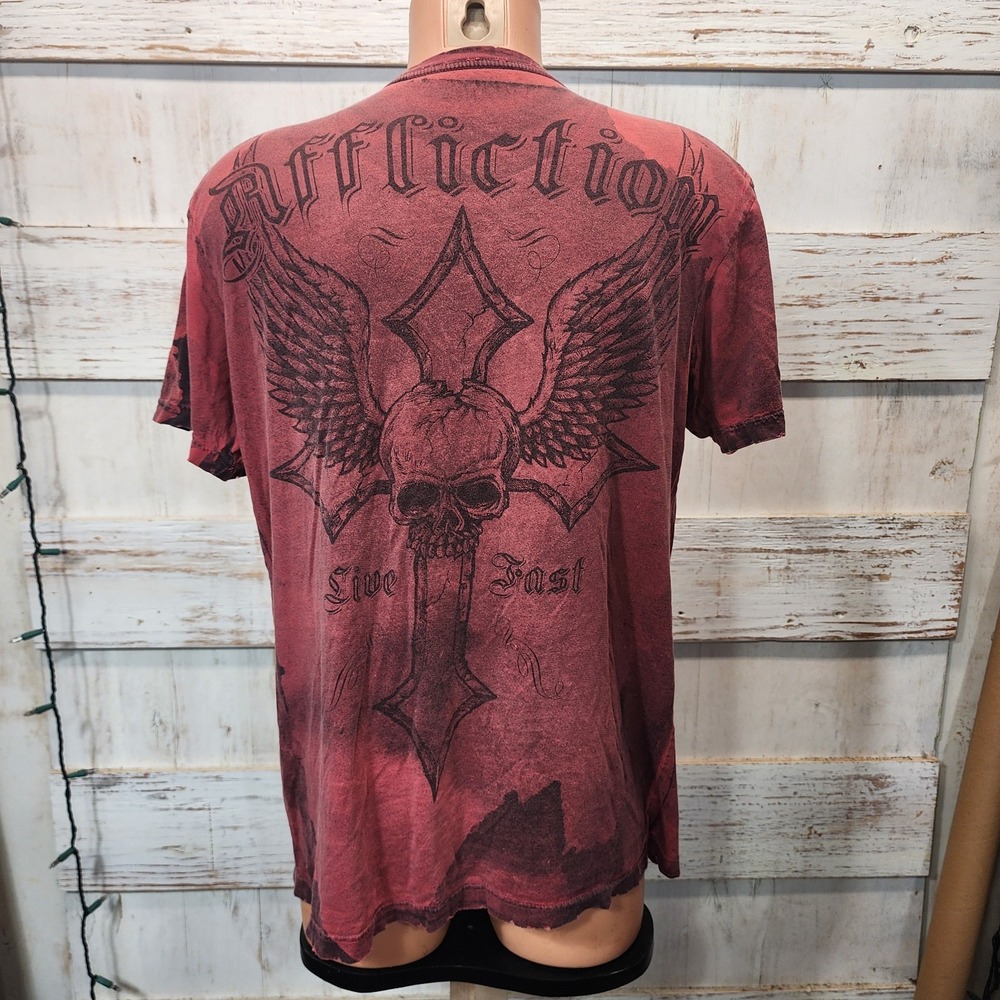 Vintage 90s red affliction type A21 graphic grunge t shirt